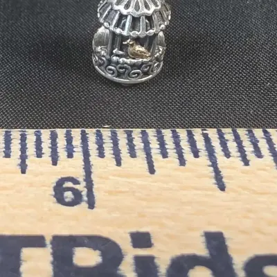Retired SONGBIRD Authentic PANDORA Silver 14K GOLD Charm 