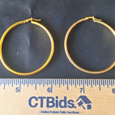 Sterling Silver. 925 Vermeil Hoop Earrings 2" 