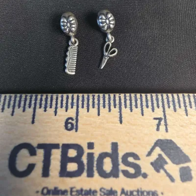 Pandora Sterling Silver "Shear Perfection" Scissors & "Lovely Locks" Comb Dangle Charms