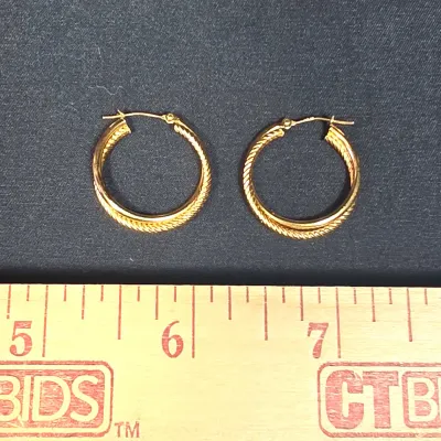 14k Yellow Gold Double-hoop Earrings. Weigh 1.56g