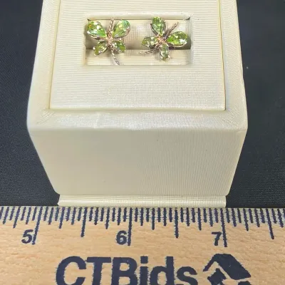 Sterling Silver Peridot Butterfly Earrings