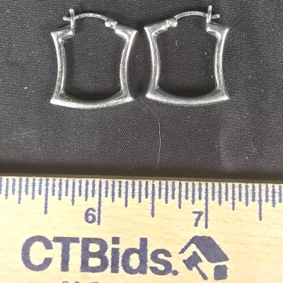 .925 Sterling Silver Flared Square Earrings. 4 Grams