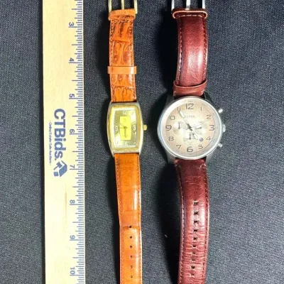 Paul Sebastian Watch & Fossil Chronograph Watch, Engraved - Genuine Leather Bands