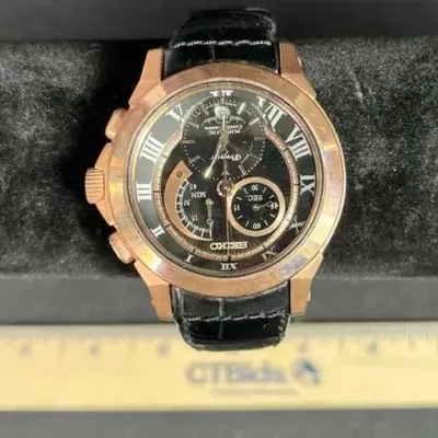 Seiko Premier Kinetic Black & Rose-Gold Color Chronograph Men's Watch SNL044