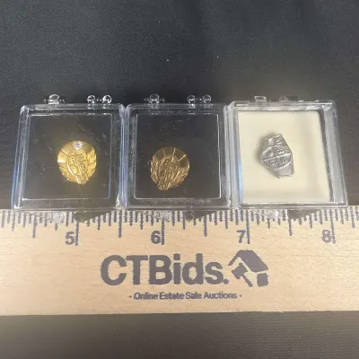 Anniversary Service Award Pins One Sterling 1g, One 10k 1.49g, and One 14k 1.49g
