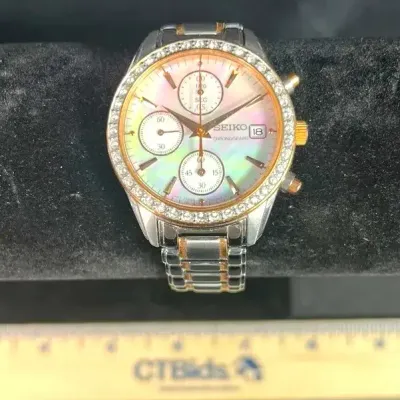 Seiko Women's SNDY18 Two Tone Stainless Steel with Mother-Of-Pearl And Swarovski
