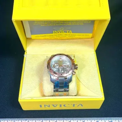Invicta Men's Pro Diver Chronograph Silver Dial Stainless Steel Rose Gold Plated Stainless