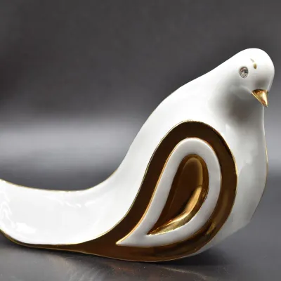 RG Oggetti Limoges Capodimonte Porcelain Dove Features Swarovski Crystals 