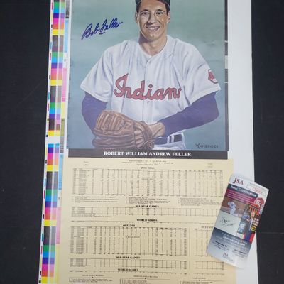 Sale Photo Thumbnail #678: I04171 | Signed Bob Feller Printer's Proof JSA & PSA/DNA