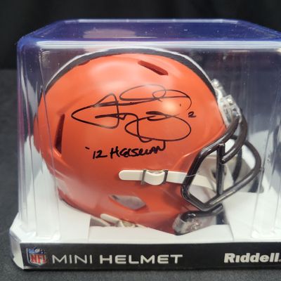 Sale Photo Thumbnail #739: I04700 | Signed Johnny Manziel Browns Mini Helmet Beckett