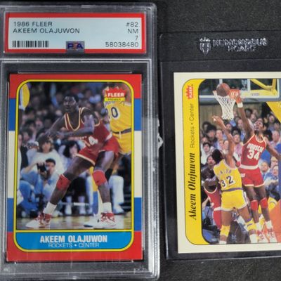 Sale Photo Thumbnail #478: I04182 | Two 1986 Fleer Akeem Olajuwon Cards Rookie