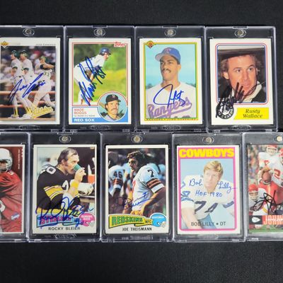 Sale Photo Thumbnail #508: I04847 | Nine Signed Sports Trading Cards