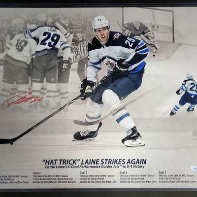 Sale Photo Thumbnail #715: I04382 | Signed Patrik Laine 5-Goal Photograph