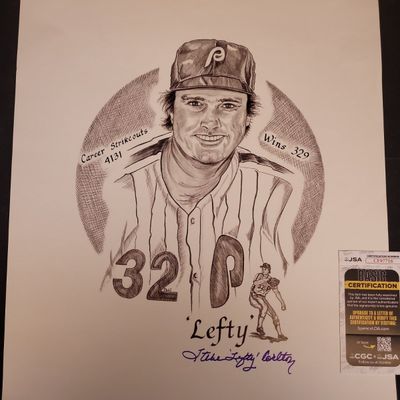 Sale Photo Thumbnail #750: I03454 | Steve Carlton Autographed Philadelphia Phillies Art Print Certified by JSA