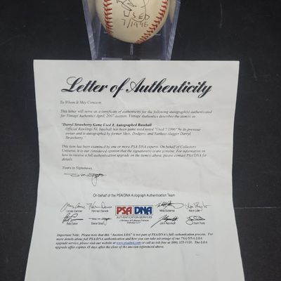 Sale Photo Thumbnail #663: I04156 | Signed Darryl Strawberry Baseball PSA/DNA