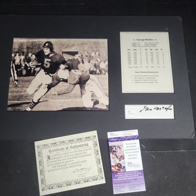 Sale Photo Thumbnail #723: I04332 | George McAfee Autographed Matted Display JSA
