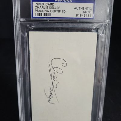 Sale Photo Thumbnail #780: I04133 | Charlie Keller Signed PSA/DNA Index Card