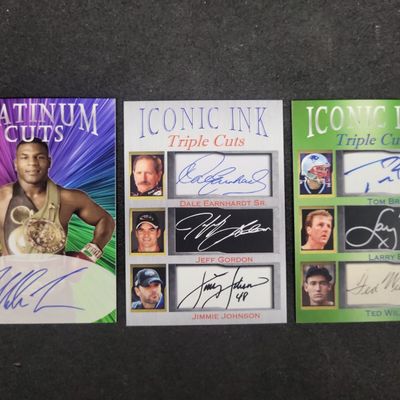 Sale Photo Thumbnail #618: I03603 | A Trio of Iconic Ink and Platinum Cuts Sports Trading Cards with Facsimile Autographs