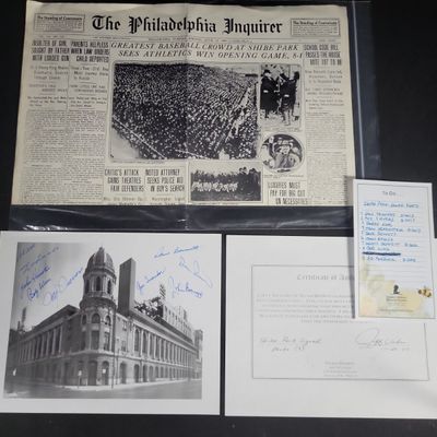 Sale Photo Thumbnail #719: I04439 | Signed Shibe Park Photograph and Ephemera