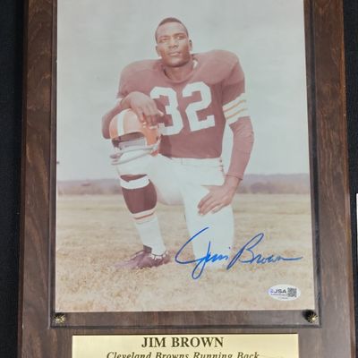 Sale Photo Thumbnail #699: I04840 | Signed Jim Brown Plaque JSA