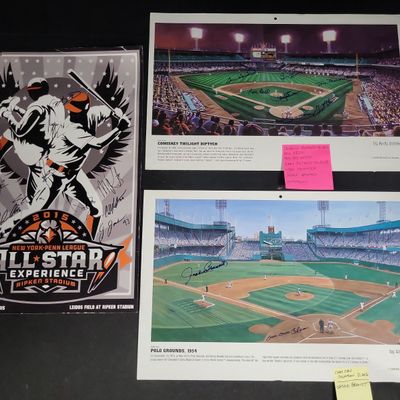 Sale Photo Thumbnail #708: I04374 | Three Autographed Baseball Prints and Poster