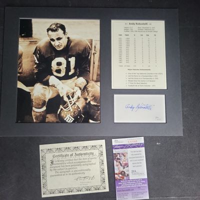 Sale Photo Thumbnail #742: I04337 | Andy Robustelli Signed Giants Display JSA
