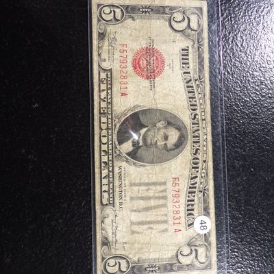 1928-C RED SEAL $5 UNITED STATES NOTE