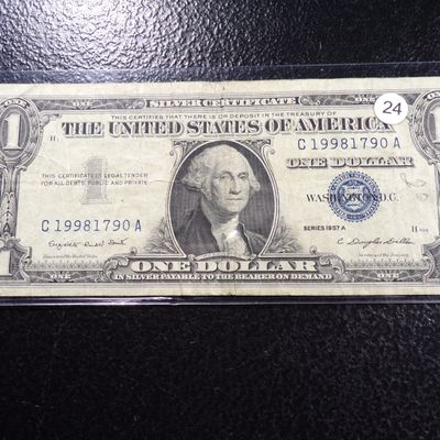 1957-A BLUE SEAL $1 SILVER CERTIFIACTE