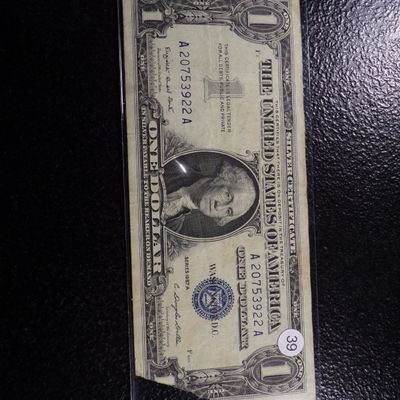 1957-A BLUE SEAL $1 SILVER CERTIFIACTE