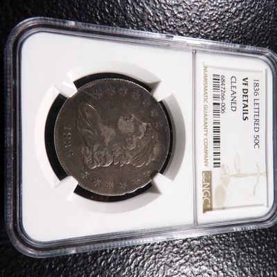 1836 NGC VF DETAILS RARE DATE CAPPED BUST SILVER HALF DOLLAR