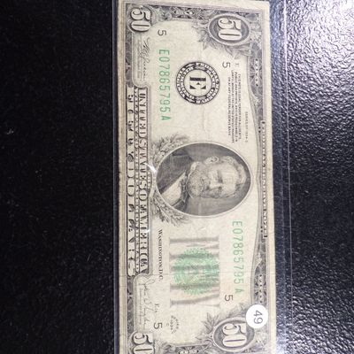 1934-C GREEN SEAL BANK OF RICHMOND, VA. $50 FEDERAL RESERVE NOTE