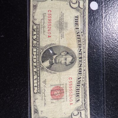 1953-C RED SEAL $5 UNITED STATES NOTE