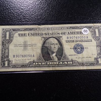1957-A BLUE SEAL $1 SILVER CERTIFIACTE