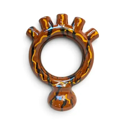 Brown Glazed Pottery Finger Vase