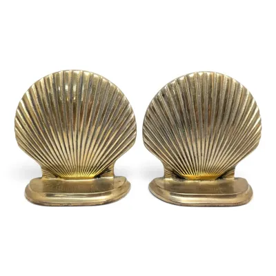 Brass Clamshell Bookends