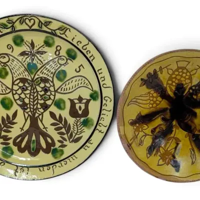 Long Family & Redware Decorative Nature Terracotta Plates