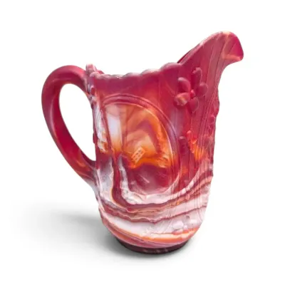 Imperial Red & White Slag Glass Windmill Pitcher