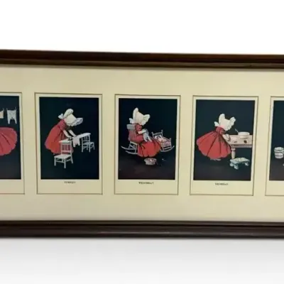 Sunbonnet Girls Days of the Week Print (10” x 31”)