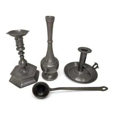 Pewter Candle Holders, Vase & More