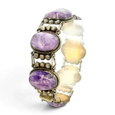 Sterling Silver & Amethyst Bracelet (38g)
