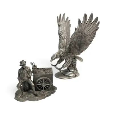 Lance's Eagle & Ron Hinote's Oyster Man Pewter Statues