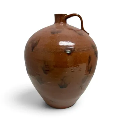 Brown Glazed Stoneware Jug (12" Tall)