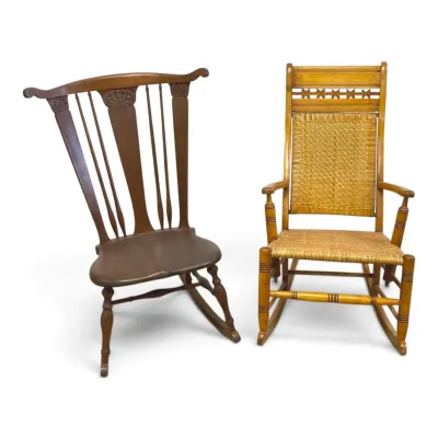 Two Wooden Rocking Chairs