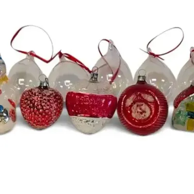Hand Painted & Clear Glass Christmas Ornaments, Made in Germany
