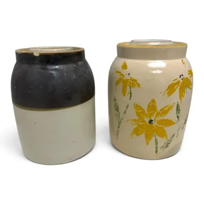 Two Crocks - Floral & Two-Tone
