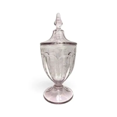 Purple Tinted Glass Lidded Candy Dish