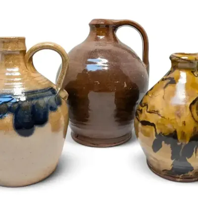 Three Brown Stoneware Jug Crocks - Hamelin & More