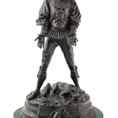 Sale Photo Thumbnail #223: After Alfred Barye Bronze Jester Sculpture