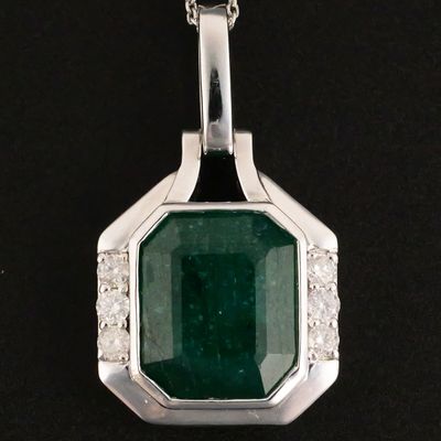 Sale Photo Thumbnail #97: 5.77 ct Emerald Diamond Platinum Pendant