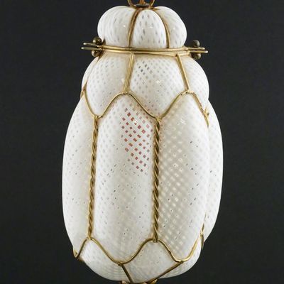 Sale Photo Thumbnail #48: Venetian Lantern Hand Blown Murano Reticello Glass